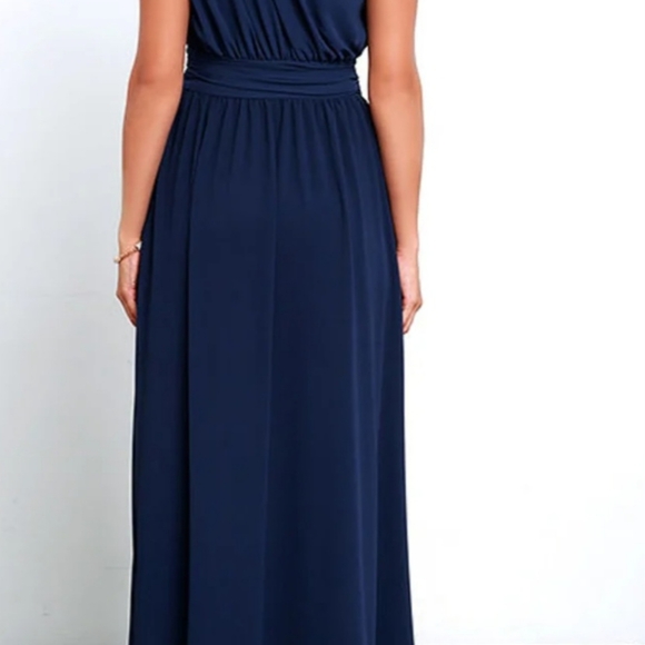 NWT Lulus Navy Blue One-Shoulder Maxi Dress XS *Prom* - Picture 2 of 11
